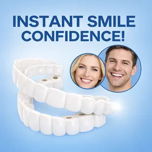 【3 PACK】Instant Perfect Smile Snap On Veneers Temporary Fake Teeth Cover Comfortable Silicone Denture Kit for Missing Broken Teeth Hide Gaps