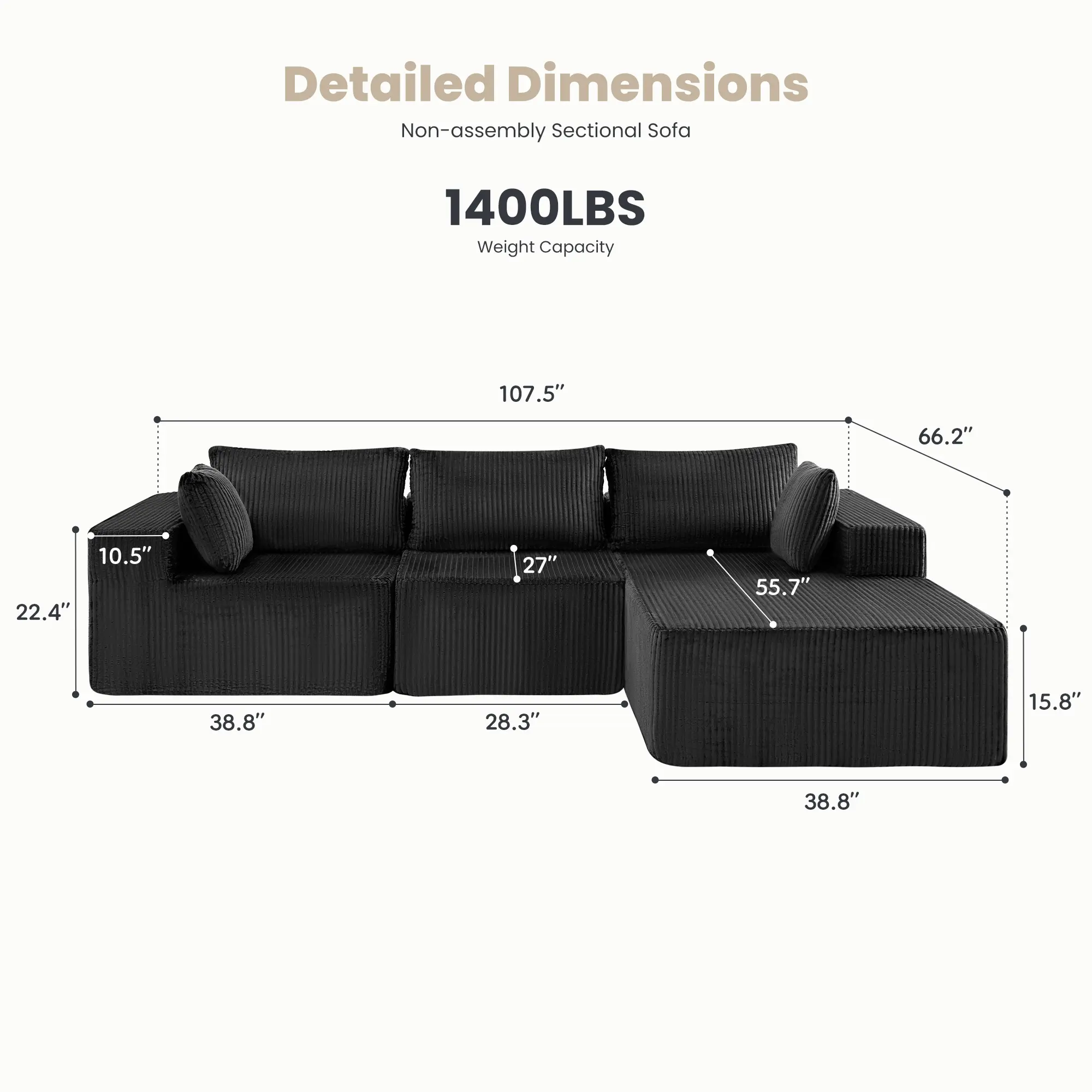 Right Facing Chaise-Dark Gray