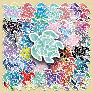 Cartoon Turtle Pattern Sticker, 50pcs/set DIY Colorful Decorative Stickers, Creative Decals for Scrapbooking, Journaling, Gift Wrapping