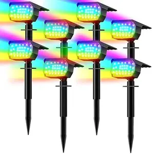 WELALO Solar Spot Lights Outdoor Color Changing, [7 Modes/8 Pack] Christmas Landscape Spotlights, Solar Lights Outdoor Waterproof, Solar Powered Flood Lights for Outside Yard Garden Pathway walkway decor