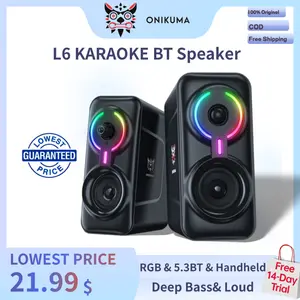 (Special Warranty Free 14-Day Trial)  ONIKUMA L6 10W Power Save Bluetooth+3.5mm Jack Port Computer Speaker Stereo 6 RGB Lights Mode Gaming Speaker USB Wired Laptop PC Speakers 2 In 1 Deep Bass Enough Loud