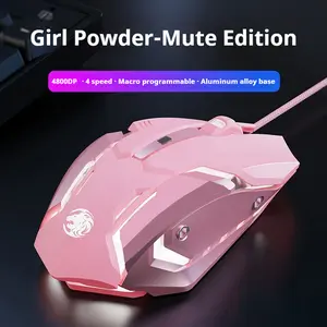EWEADN Silent Wired Mouse, Great Tactile Feedback, Ergonomic Design, Quiet Typing Experience, LED Backlit, Durable Keys, Keyboard Gaming Mechanical Styl Pink, Ideal for Office Work and Gaming on PC/Laptop