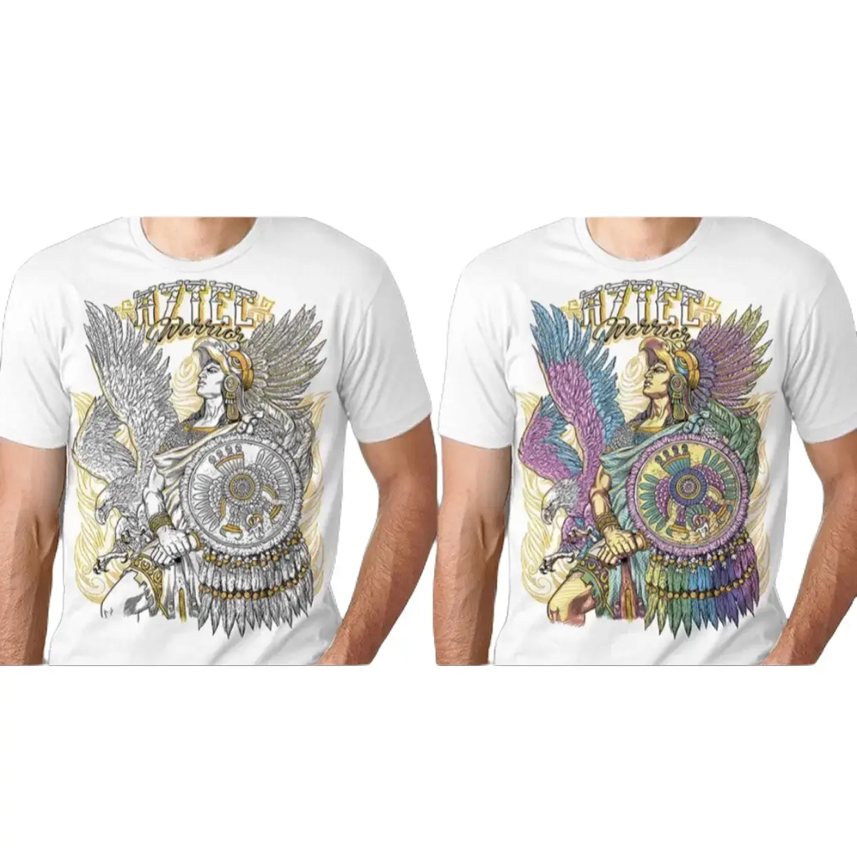 Guerrero azteca 1 T-shirts White Cotton Slim-fitting Menswear