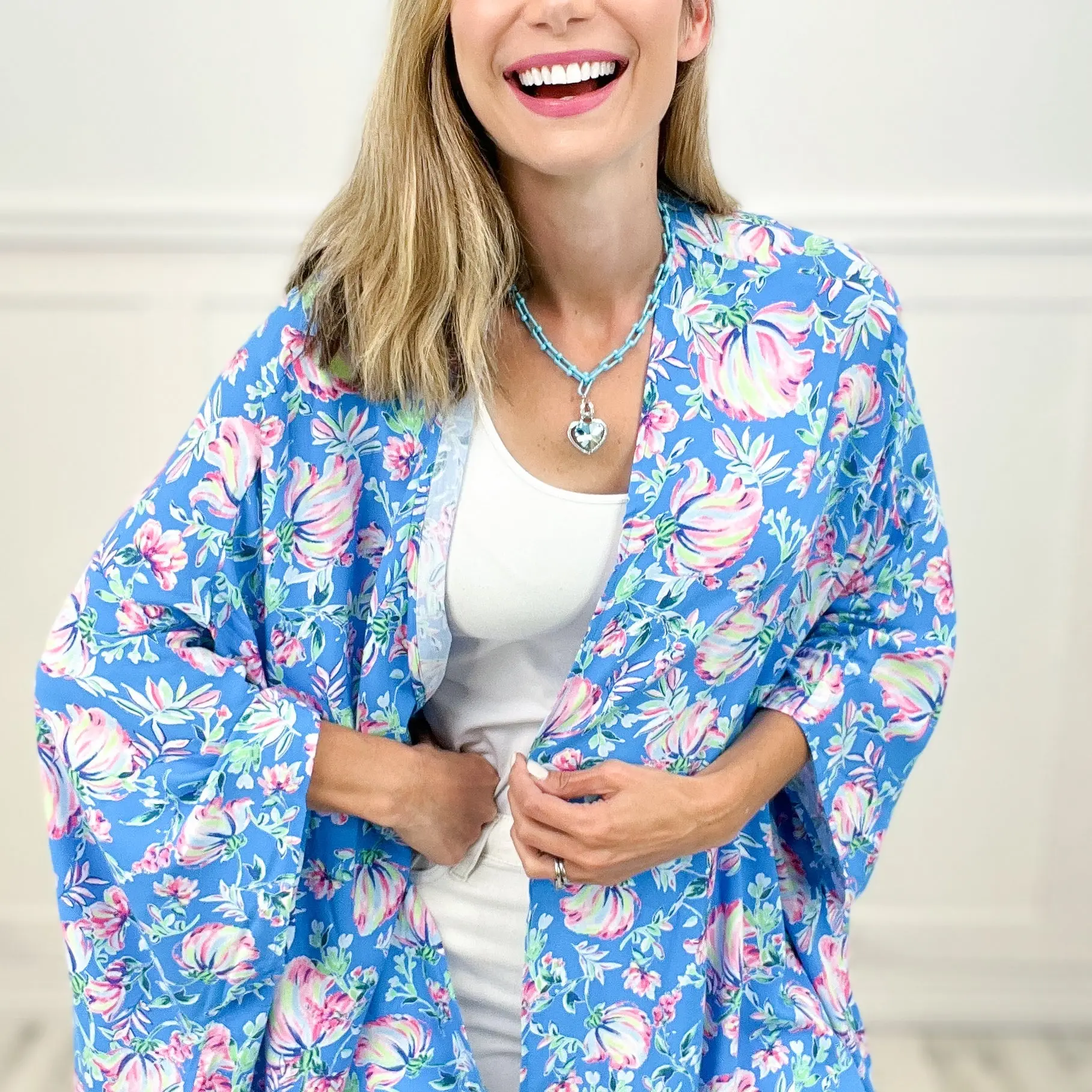 Santorini Night Women's Kimono in Soft Rayon, Open-Front Drape Coat, Versatile Swim Cover-Up for Lady, Perfect over Jeans, Casual Clothes, Chic, Coats, Kimono Coat