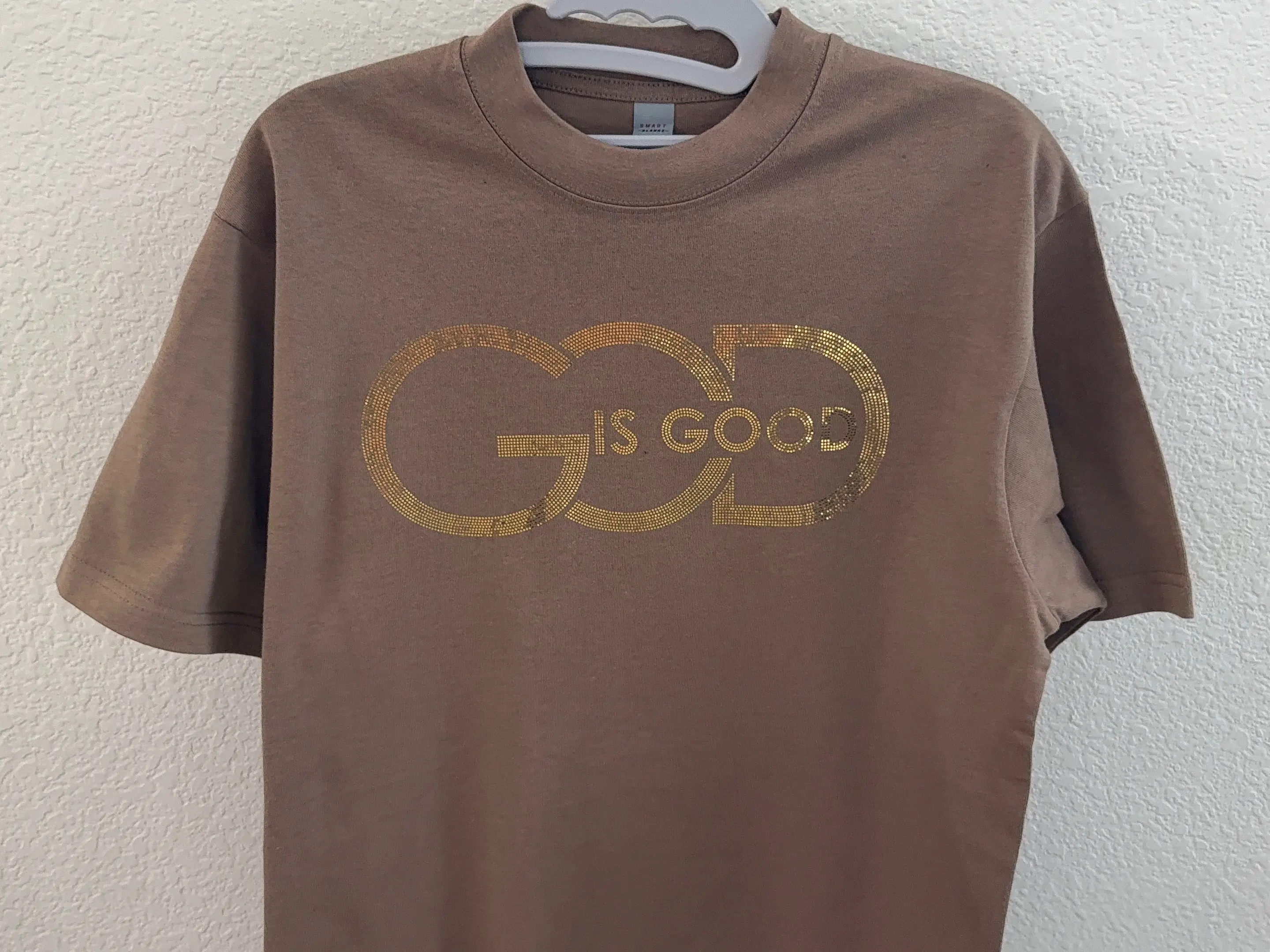 God Is Good Gold Spangle Graphic T-Shirt 100% Cotton Inspirational Christian Unisex Tee Casual Fit Top Womenswear