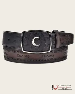 CUADRA BLACK OSTRICH LASER & WOVEN BELT BC205