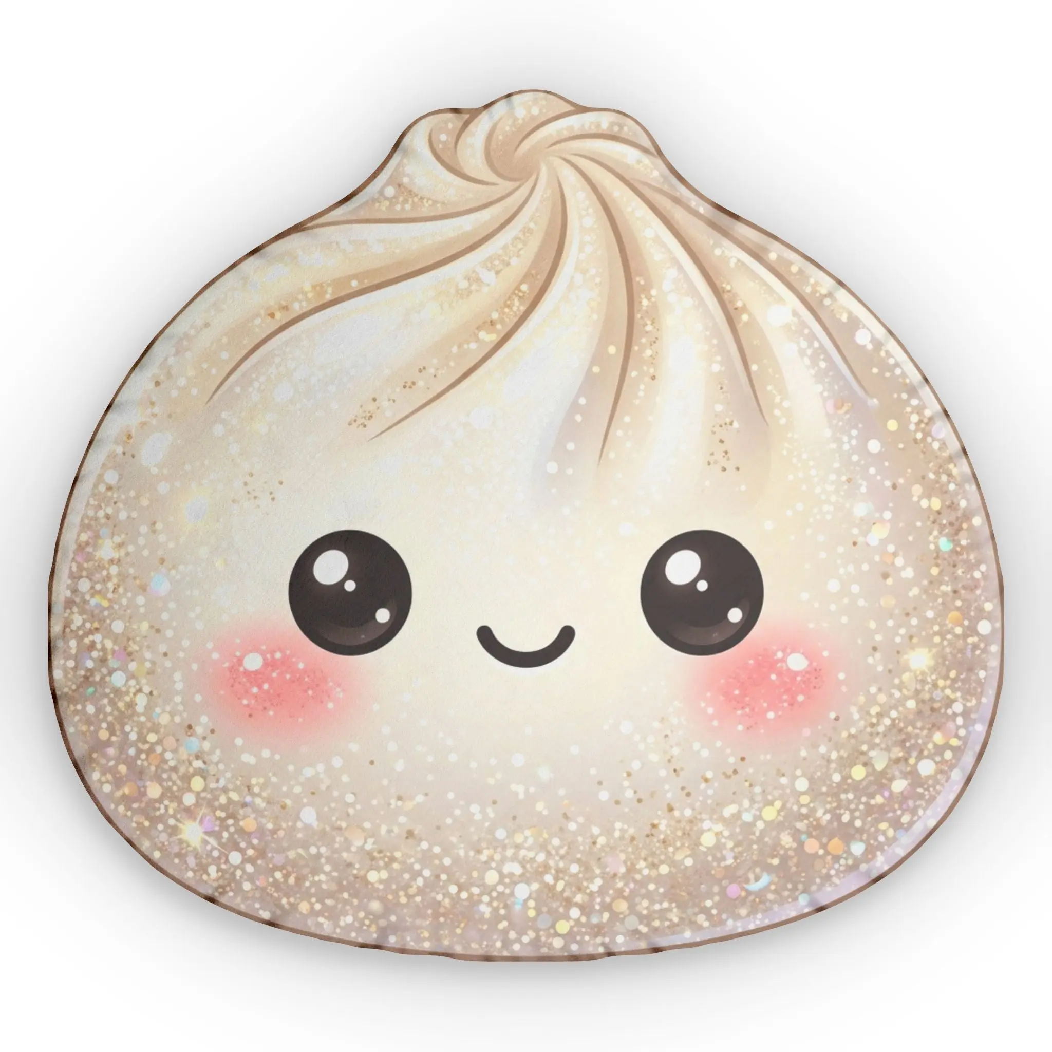 Kawaii Dumpling Shaped Pillow — Cute Sparkle Bao Plush Cushion
