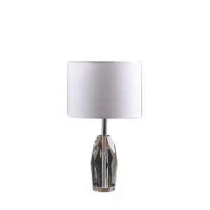Crystal Lamp with Linen Lampshade, Modern Design Bedside Table Lamp with Cord Switch On/Off Switch for Living Room Bedroom Bedside Nightstand Standard E26 Socket Light Base classroom lights