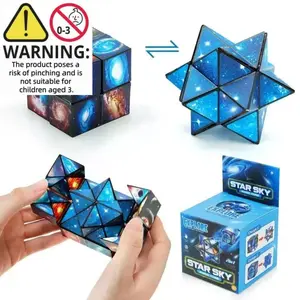 2-In-1 3D Infinite Cube Galaxy Puzzle, Fun Challenge, Stem Space Logic Toy, Kids & Adults Educational Game, Halloween Christmas Gift, Unisex, Warning