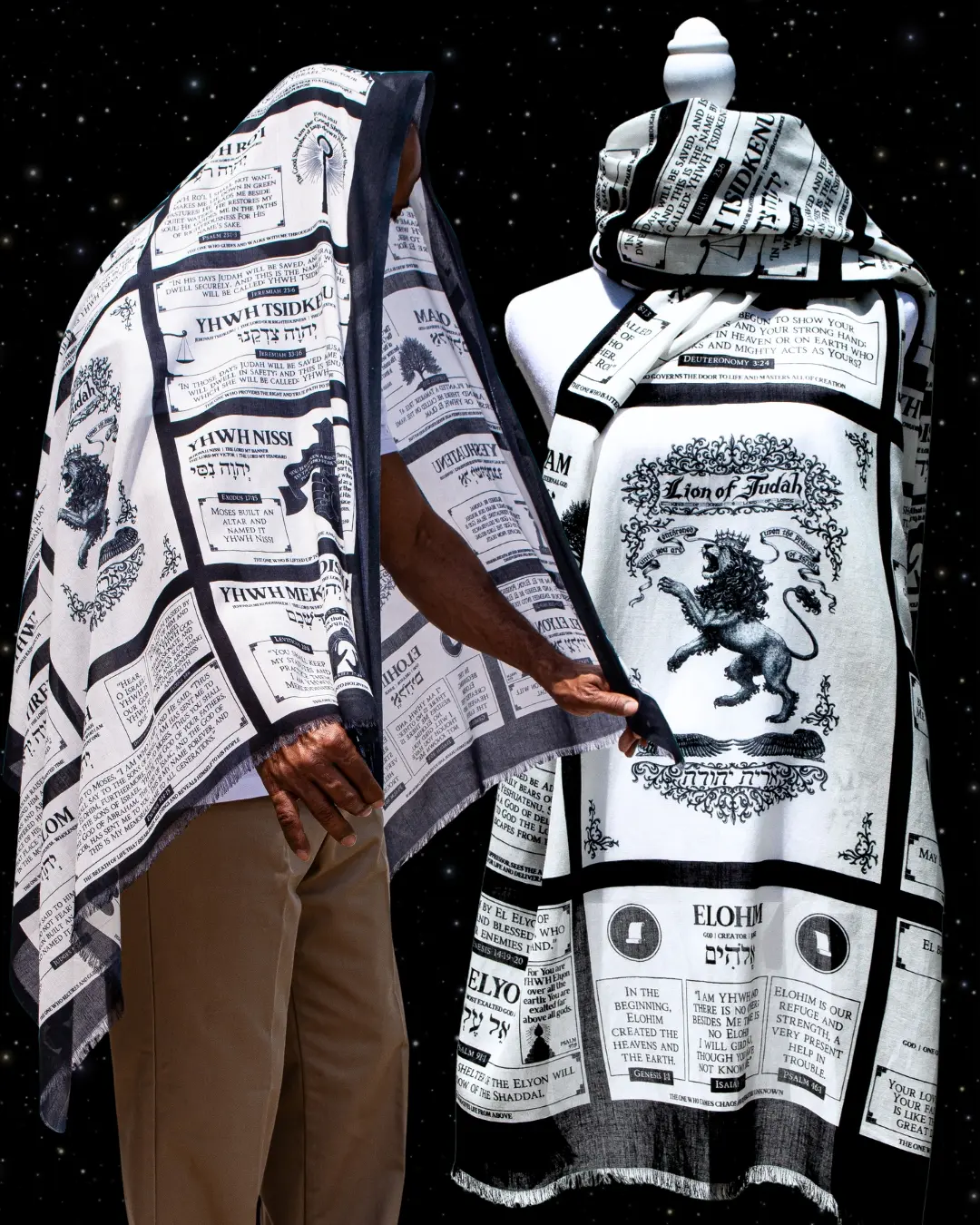 Prayer Scarves God's Names & Hebrew Bible Verse Scarf, Soft Lightweight Fabric for Daily Prayer Study, Christian Gift for Men and Women