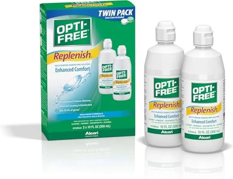 Opti Free Replenish, Multi Purpose Disinfecting Solution with Lens, 20 Fl Oz