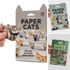 DIY Paper Animal Kit, Papercraft Figures, Craft Kits, 50 Sheets Origami Paper for Cute Cat & Dog Shapes, Fun Craft Activity for Adults & Kids, Desktop Decor Gift Idea