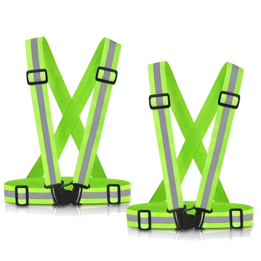 Reflective Vest Running Gear, 2 Pack High Visible Safety VES for Cycling Jogging Running Walking, Adjustable for Men Women Kids