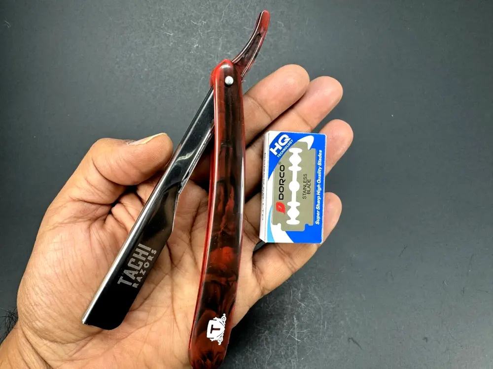 Men's Gift Beard Hair Shaving Detailing Razor Manual Razor with 10pcs replacement Blades, Professional Barber Hair Stylists Razor straight Edge stainless Steel Cartridge with Plastic Handle Manual Shaving Easy to Use Smooth Pack