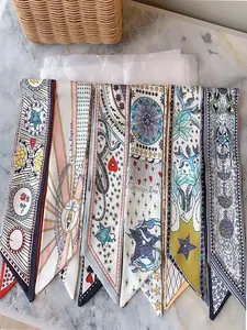 6-Piece Set Elegant French Tarot-Style Polyester Scarf, Vintage Woven Scarf, Multifunctional Accessories for Women and Girls