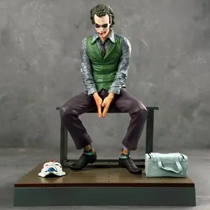 Heath Ledger Style Static Figure, Dark Knight Movie Collectible Statue, Fixed Sitting Pose with Removable Mask, 1/6 Scale PVC Static Model, Home Desktop Ornament, Holiday Gift for Movie Collectors
