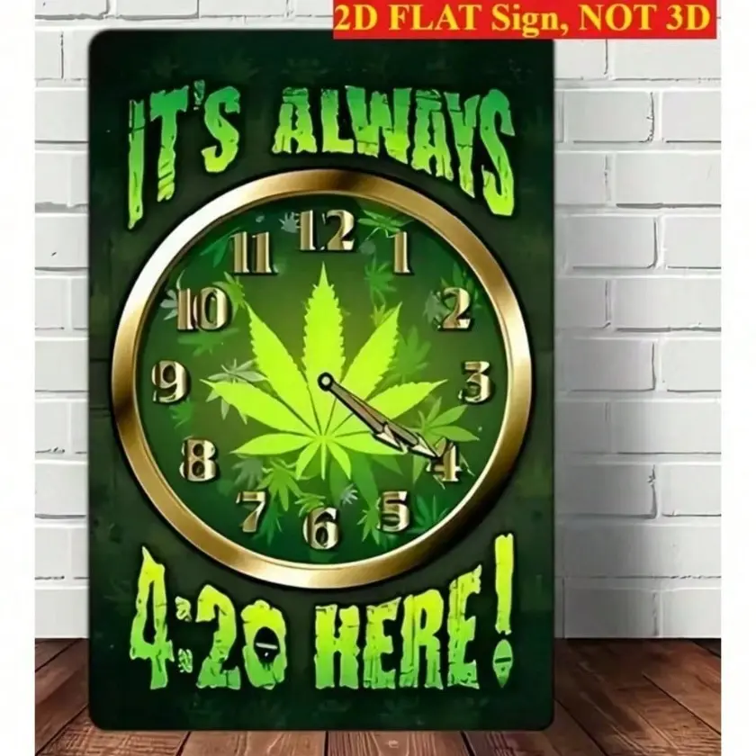 Aluminum Cannabis Wall Art 8x12 Inch Funny Humorous Artistic Home Decor Decoration Items for Man Cave Bar Den Gift for Men and Adults Funny Print Design