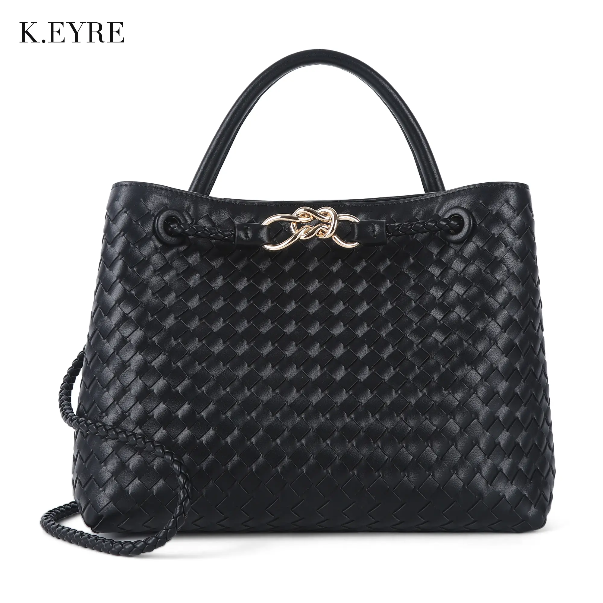 Woven Bag for Women Crossbody Handbag,Vegan Leather Middle Tote Purse,Trendy Satchel Handbag Bowknot Shoulder Bag