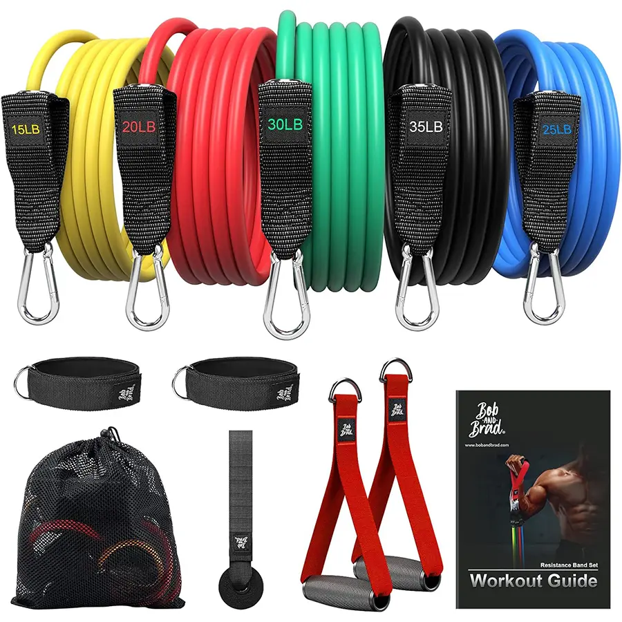 Bob and Brad Resistance Bands Set, Stackable Up to 125-150 lbs Workout Bands with Handles, Door Anchor & Ankle Straps