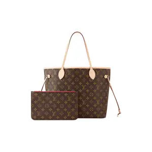 Pre-owned Louis Vuitton Canvas Tote Bags Neverfull MM Monogram Tote Bag with Red Interior