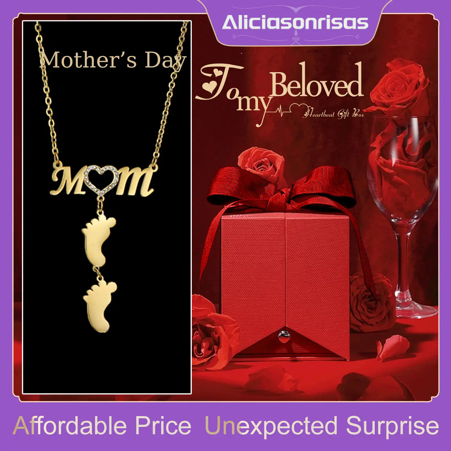 AS023 Gifts for Mum Customized Engrave Foot Pendant Stainless Steel Necklace Mother's Day Gift
