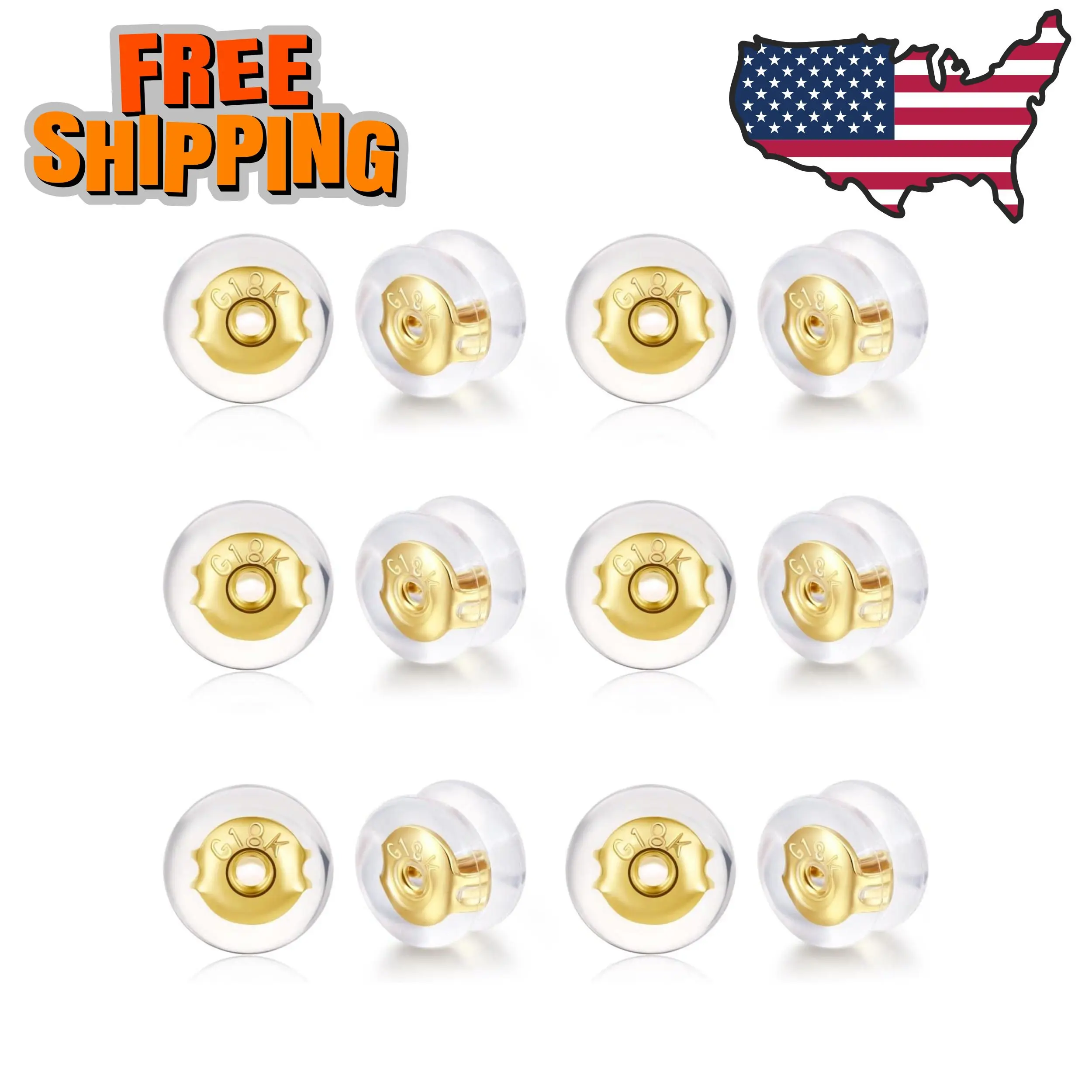 18K Gold Locking Secure Earring Backs