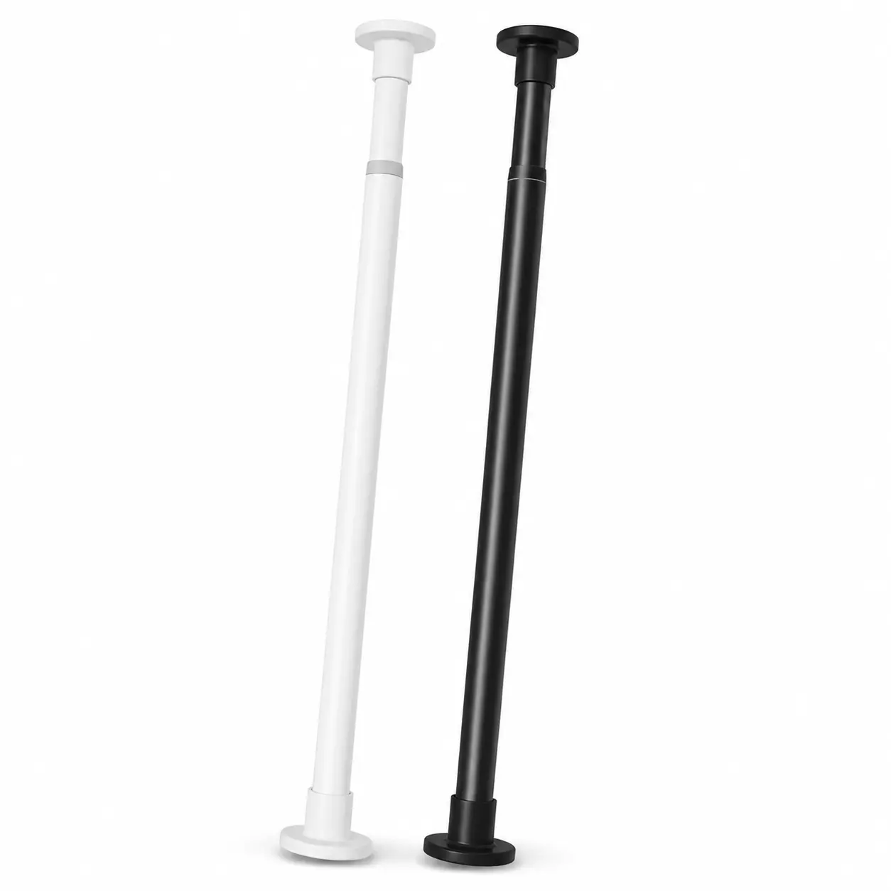Matte White Shower Curtain Rod 30 to 80 Inches, Stainless Steel Adjustable Spring Tension Rods No Drill for Bathroom, Closet, Window, Room Divider, Never Rust, Non Slip(pipe diameter 2.5cm)