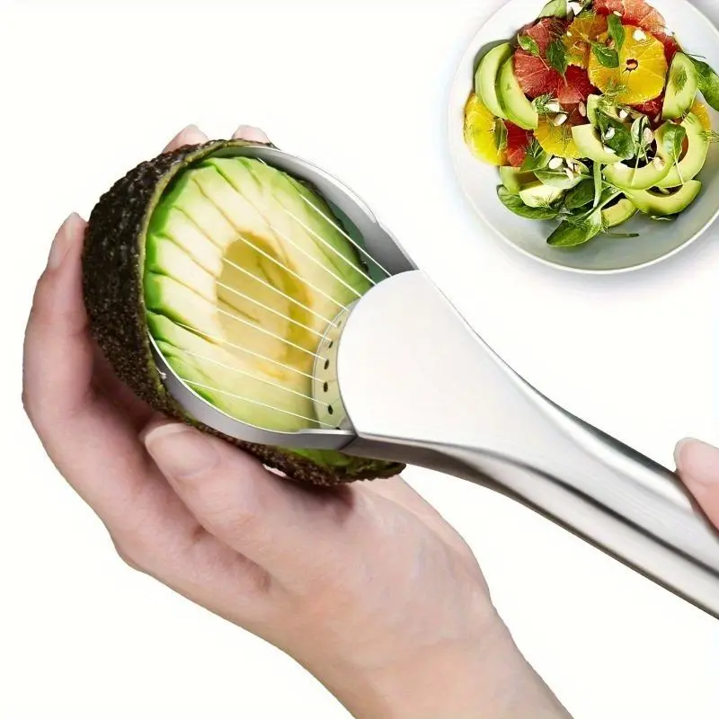 Avocado Slicer, Multifunctional Avocado Cutter, Handheld Avocado Peeler, Fruit & Vegetable Cutter, Kitchen Utensils & Gadgets, Durable Vegetable Cutting Slicer, Stainless Steel Slicer, Cover