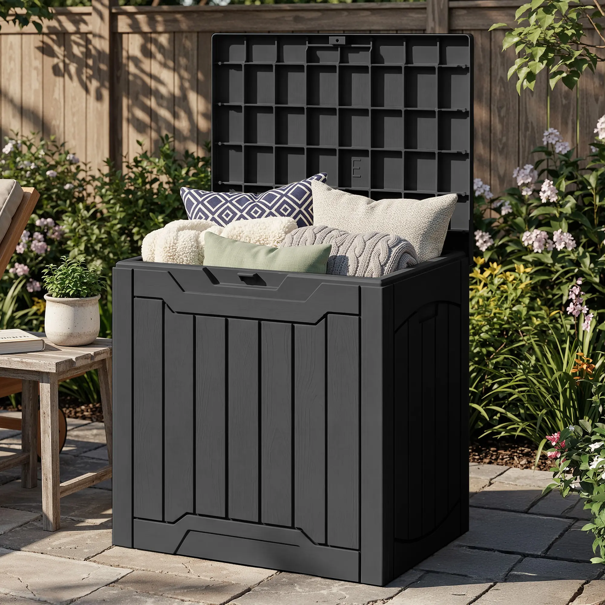 YITAHOME 31 Gallon Outdoor Storage Box, Resin Deck Box and Waterproof Package Delivery Box for Gardening Tools, Pool Supplies, Patio Furniture