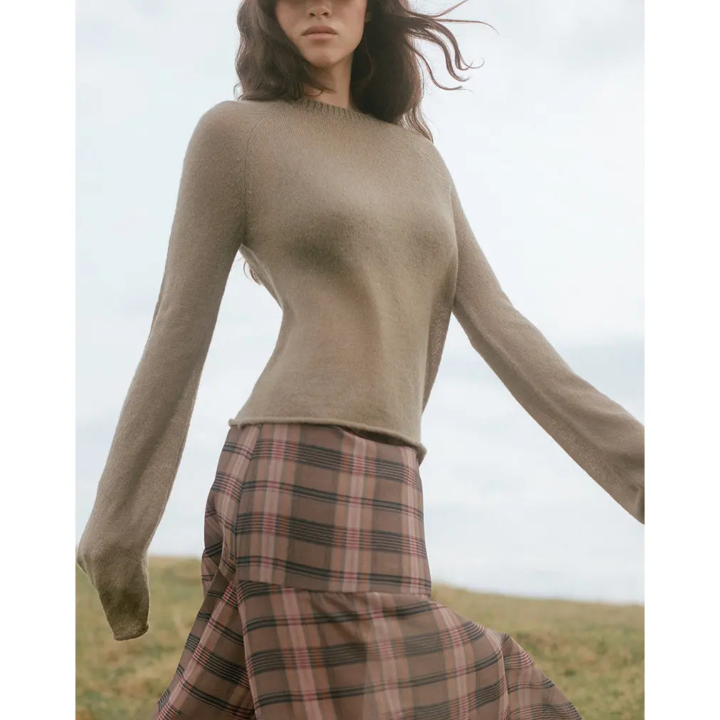 Kaleo Roll Edge Jumper in Knit Khaki