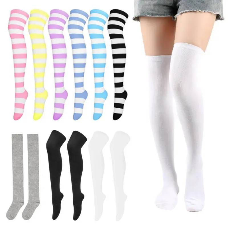 3/6 pairs of High Waisted Knee High Socks9.45in  - Knee High Support Hosiery, Polyester Knit Fabric, Moisture-Wicking, for Sports, Fitness, Work, Travel - Hand Washable Party Comfortable