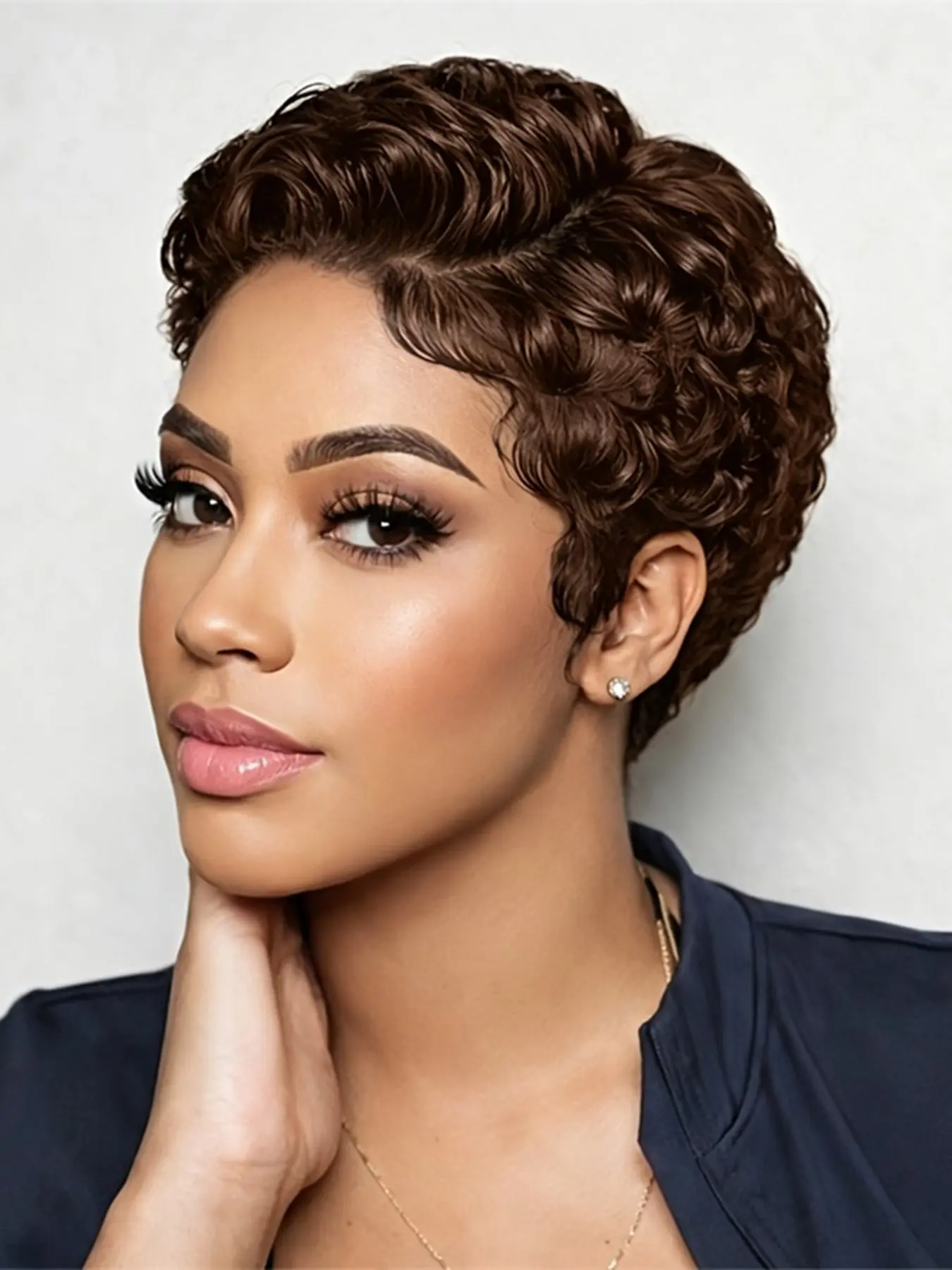 pixie cut wig pixie wig 13x4 lace  black  color short curly human hair wig daily party cosplay gift use hair wig for women  Party holidays gift wig Bixie cut wigs