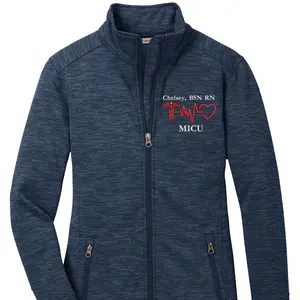 Female's Custom Embroidered Digi Stripe Fleece Full Zip Jacket for Nurses, Medical Workers