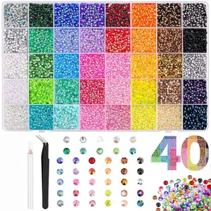 VIBRANT GEMS 32000Pcs Resin Rhinestones with Tweezers for Crafting Mixed-Color 3mm Bedazzling Crystal with Gifted Tools Jewelry for DIY Crafts Clothing Tumblers Shoes Fabric Nail Art Colorful Handmade gift