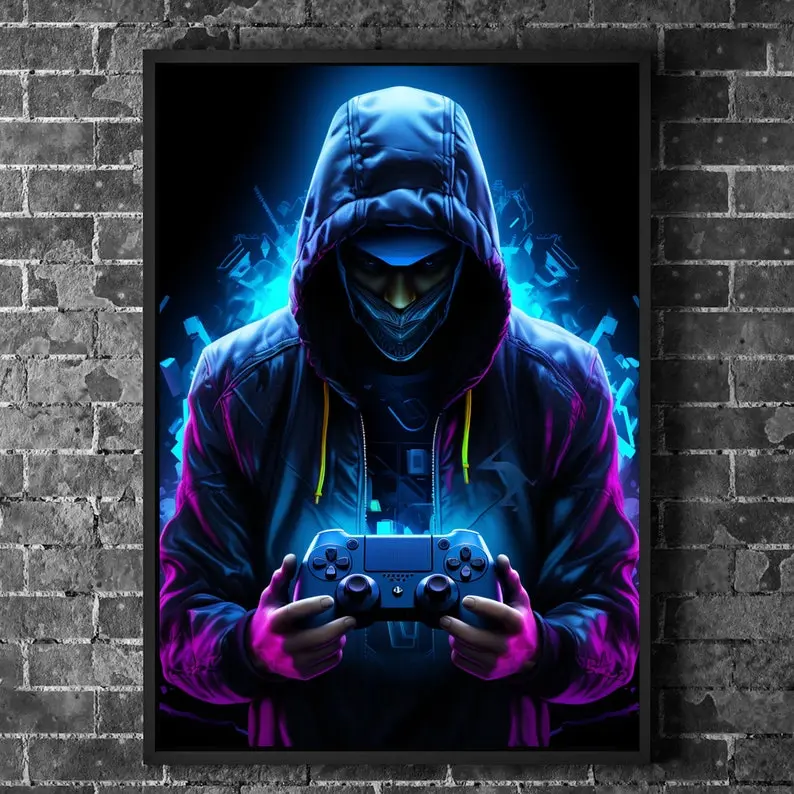 Gaming Gamer Poster, Video Game Wall Art Print, Game Room Decor and Boys Room Gaming Art. Artistic Ornaments Artwork Decoration
