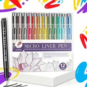 12 Pack Colored Fineliner Pens 0.5mm,for Students, Bullet Journaling, Comics, Outlining, Drawing, Art Design, and Painting,Back to School Office Supplies,Study to School Office Supplies