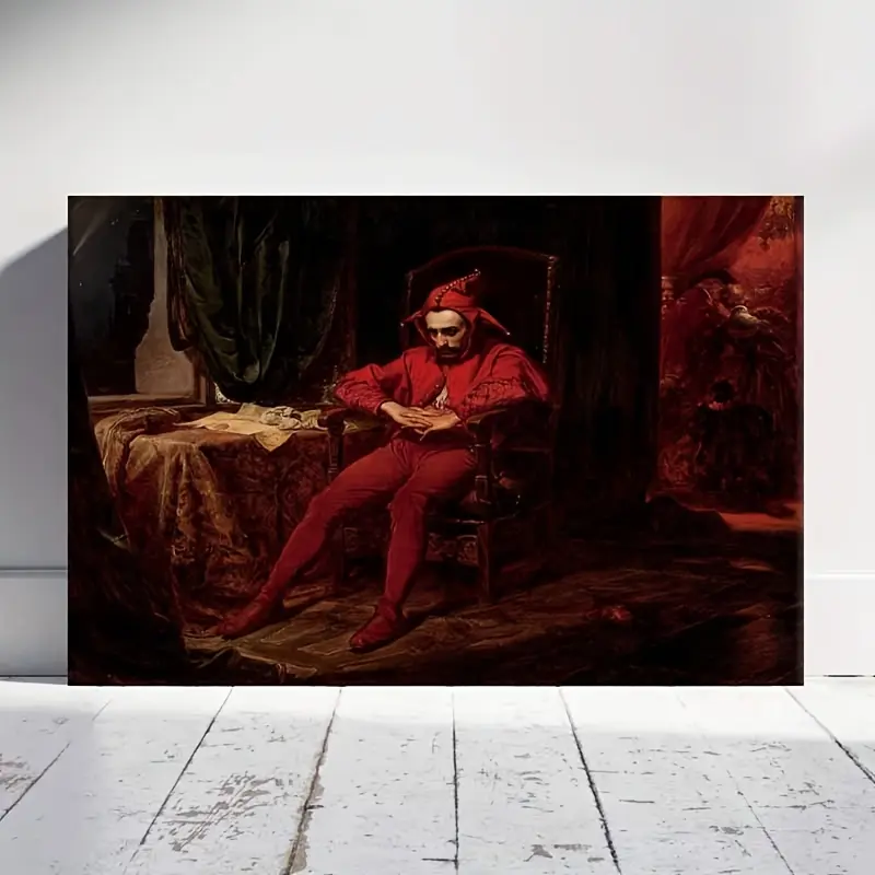 Stanczyk 1862 Jan Matejko Artistic Historical Woody Decorative Framed Canvas Print - Pine Wood, 1-Piece Hangable Wall Decor, Hand-Packed, Easy Hanging, Bedroom Home Supplies for Others, One-Piece