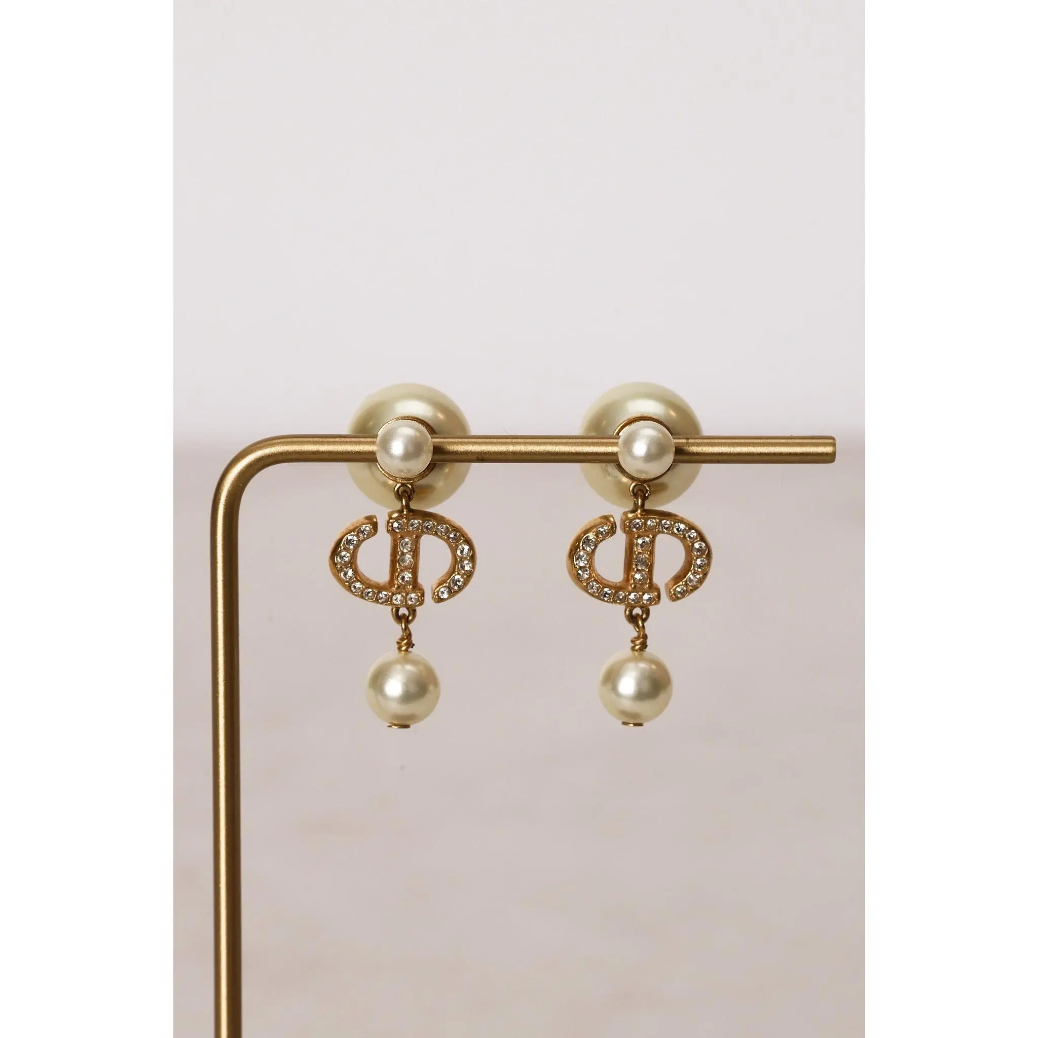 Pre-owned Dior CD Crystal Tribales Earrings Drop 50