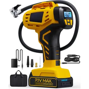 Tire Inflator Portable Air Compressor - 2X Faster - 21V Rechargeable   Handheld 160PSI Tire Inflator, Dual Power  Modes, Air Pump for   E-