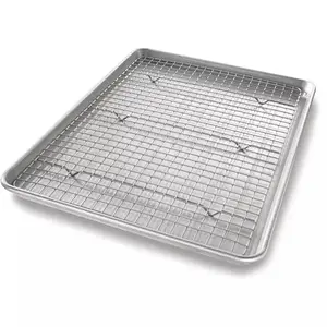 Nonstick Steel Half Sheet Pan and Baking Rack Set, Durable Bakeware for Oven Baking