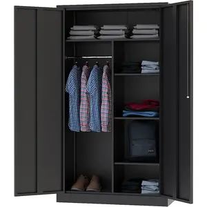 Letaya Metal Storage Cabinets Locker with Lock Door, 72'' Clothing Coat Steel Storage Freestanding Wardrobe for Office, Home, School, Employee,Gym,Fire Department (Black)
