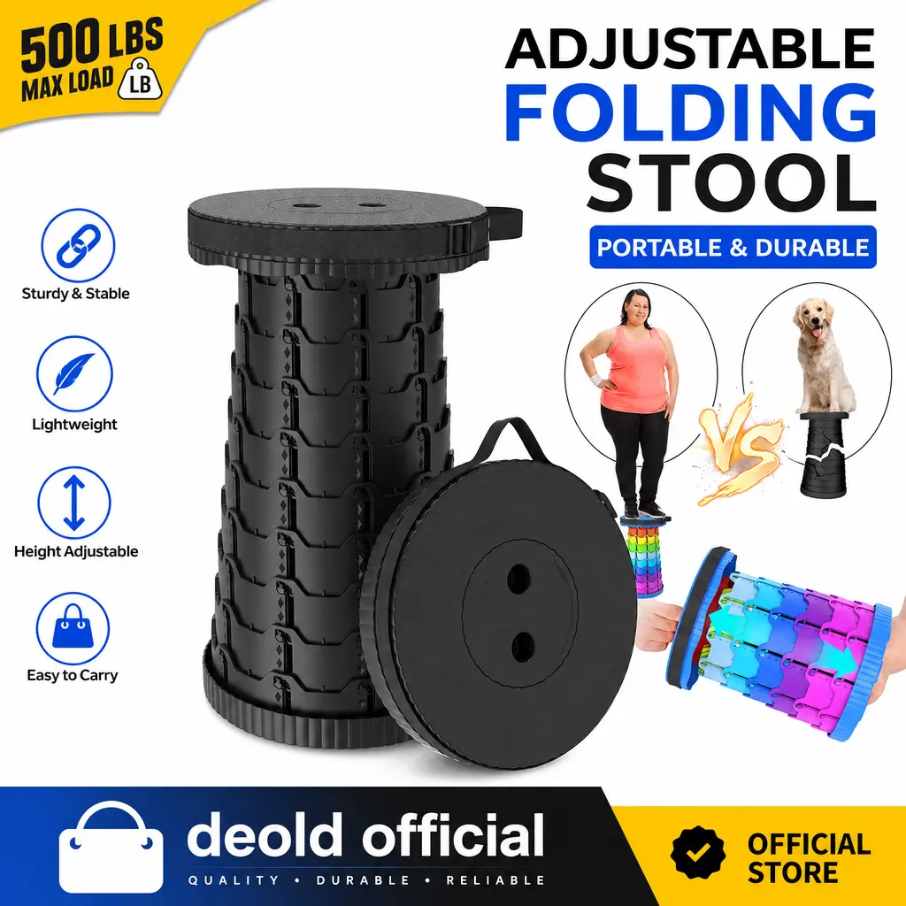 Upgraded Collapsible Stool,Portable Stools,Telescoping Stool, Max Load Capacity 450lbs,Suitable for Outdoor Picnic Camping Gardening Fishing Hiking BBQ Multi Purpose Foldable Practical Seating Solution Compact And Lightweight
