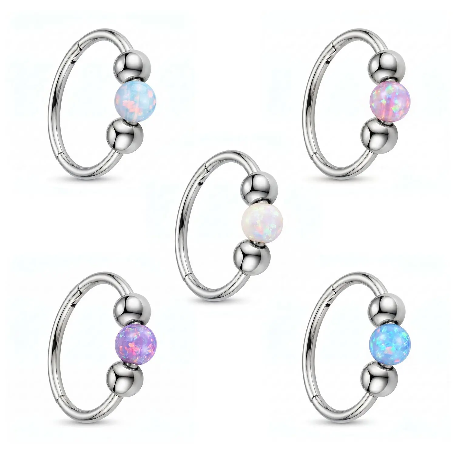 5PCS 18G Opal Nose Hoops for Women & Men, 316L Surgical Steel Hypoallergenic Nose Rings, 8mm/10mm Septum, Cartilage & Nostril Piercing Jewelry,back to school,back to school haul