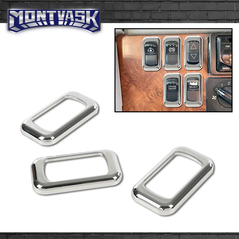 CROSSDESIGN 100% New Chrome Trim Rocker Switch Bezel, 3/6Pcs Snap Mount Vehicle Truck Accessory, High Reliability Interior Molding for Peterbilt, Kenworth, Fits Many Freightliners Rocker Switch Models, Truck Accessories