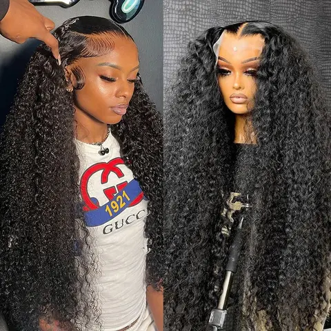 Bling Hair Brazilian 13x6 Jerry Curly Lace Front Human Hair Wig - 180% Density, 12-38in, 13x4 HD Transparent Frontal, Party Use, Gift Option #