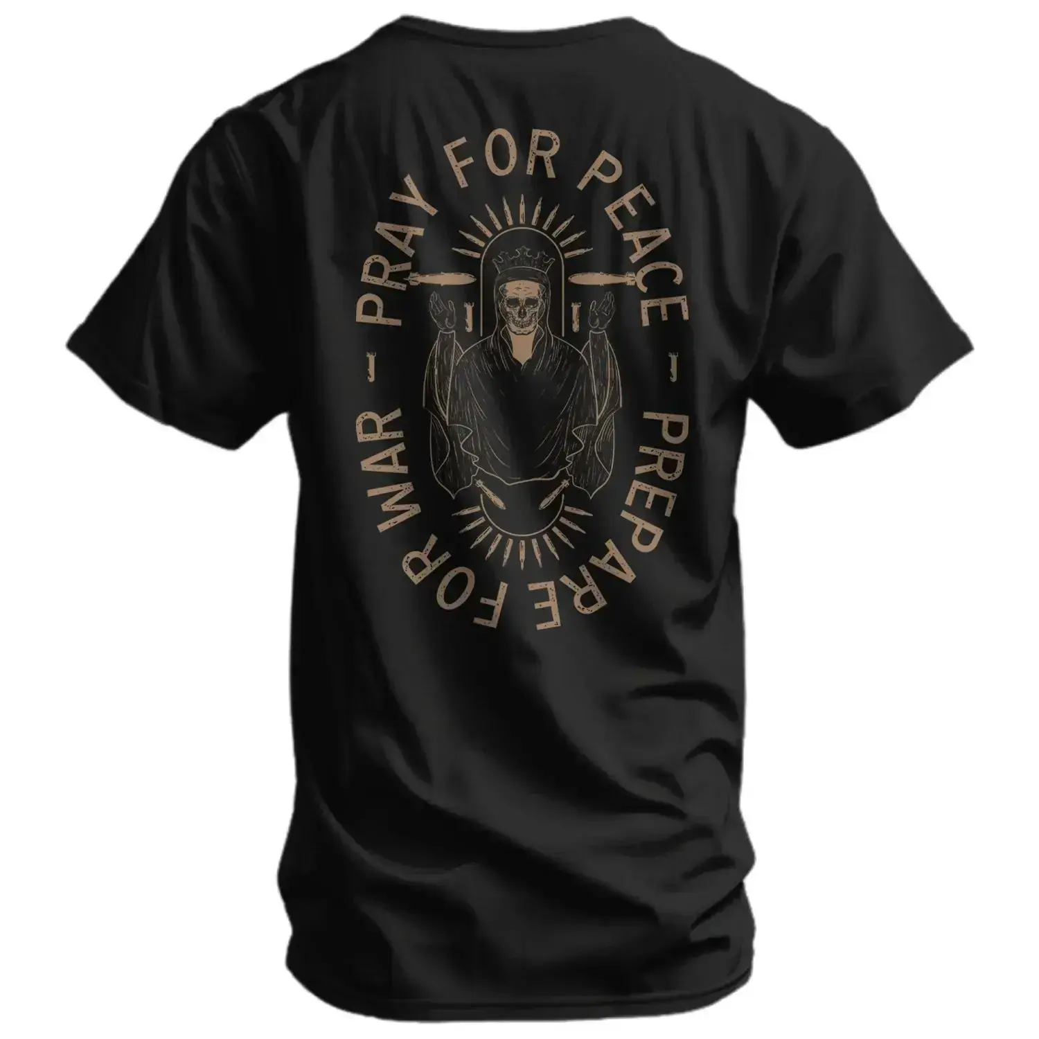 Men's "Pray for Peace" Graphic T-Shirt, Novelty Slogan Short Sleeve Crewneck, Soft Breathable Cotton Casual Tops