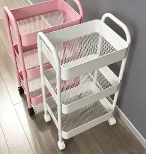 3-Tier Delicate Compact Rolling Metal Storage Organizer - Mobile Utility Cart Kitchen/Under Desk Cart with Caster Wheels, Home Essential, Small Gift