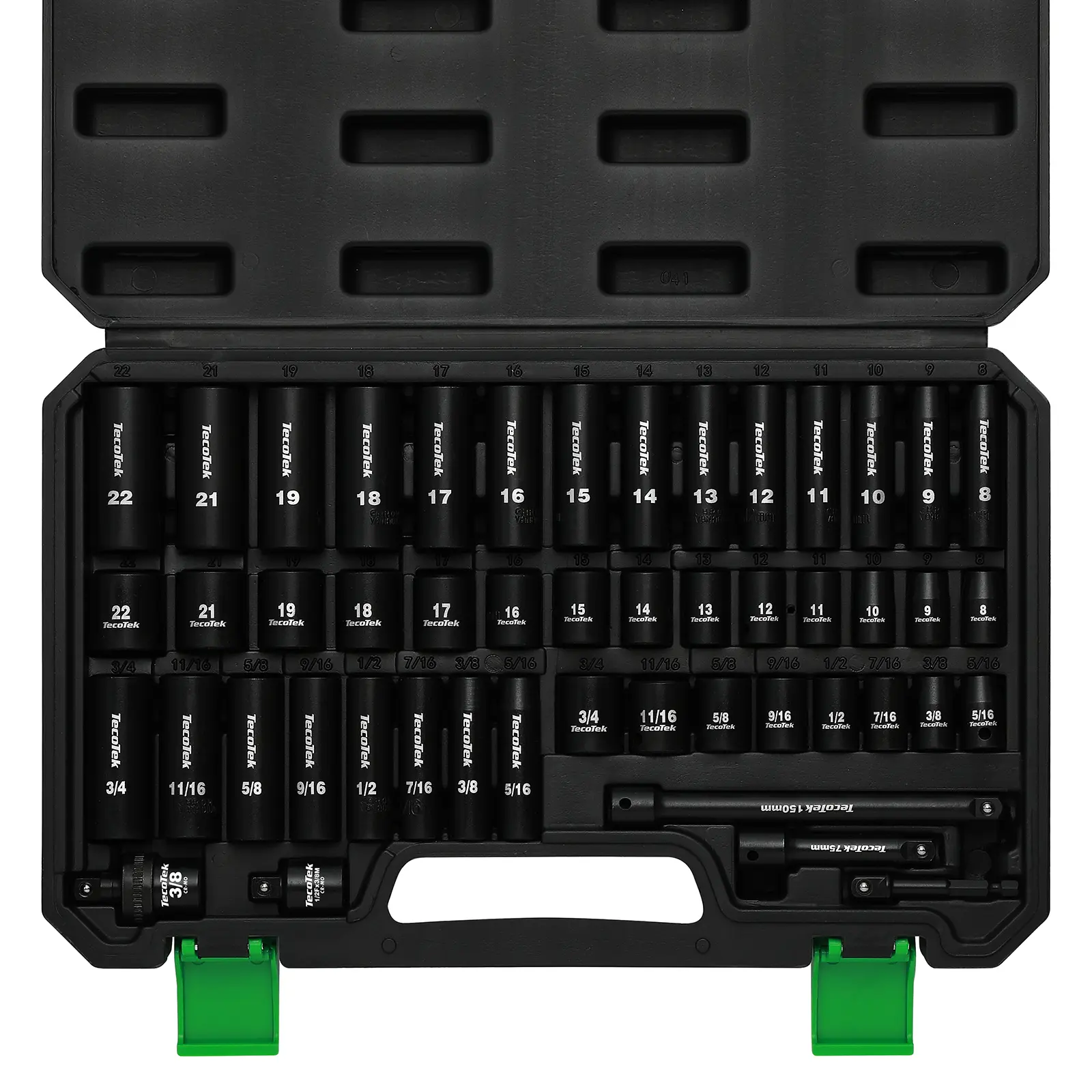 3/8" Drive Impact Socket Set, 49-Piece SAE (5/16"-3/4") and Metric (8mm-22mm), 6 Point, Cr-V, Extension Bars, 1/2" F to 3/8" M Reducer, Universal Joint and Power Drill Adapter#