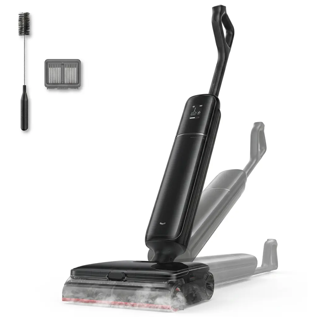Wet Dry Vacuum Mop, 392℉ Steam Cleaning, 28kPa Suction, 3.88in Ultra-Slim Vacuum Mop Combo, 0 Hair Tangle for Pet Owner, Heated Brush Wash, Hot Air Drying, Up to 70min Runtime