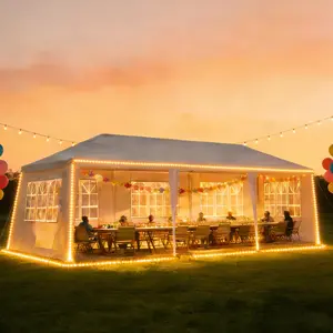 10ft × 30ft sunshade canopy tent, suitable for parties and weddings, with 5 removable sidewalls, five-sided waterproof gazebo for patios.